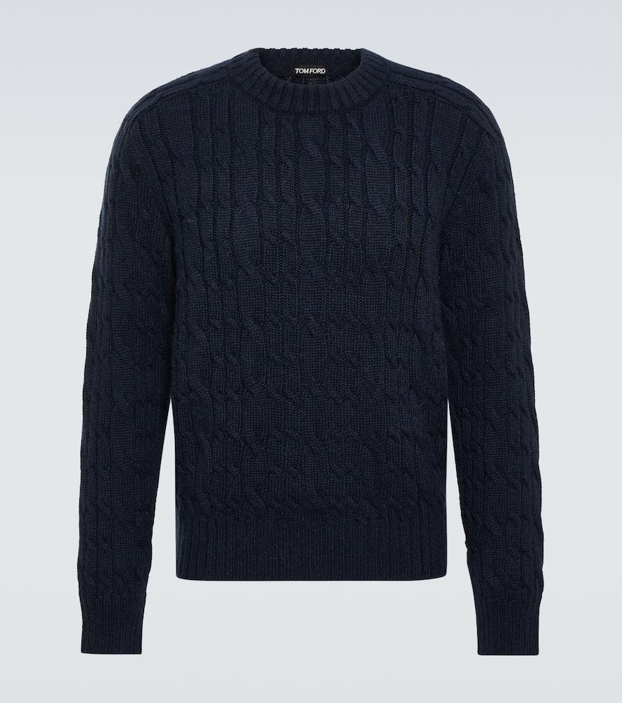 TOM FORD Cable-knit Wool Sweater In Blue Product Image