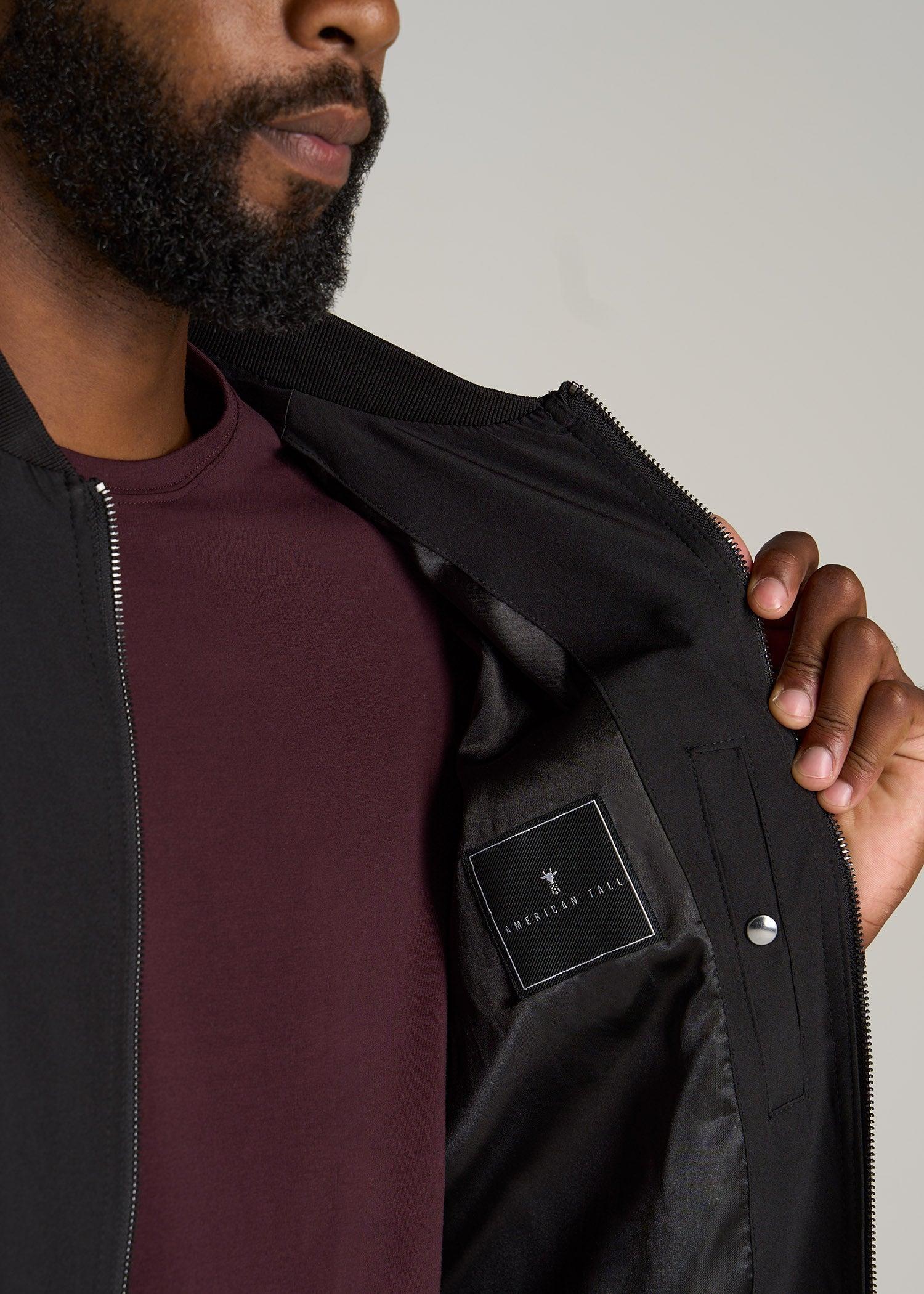 Bomber Jackets for Tall Men in Black Male Product Image