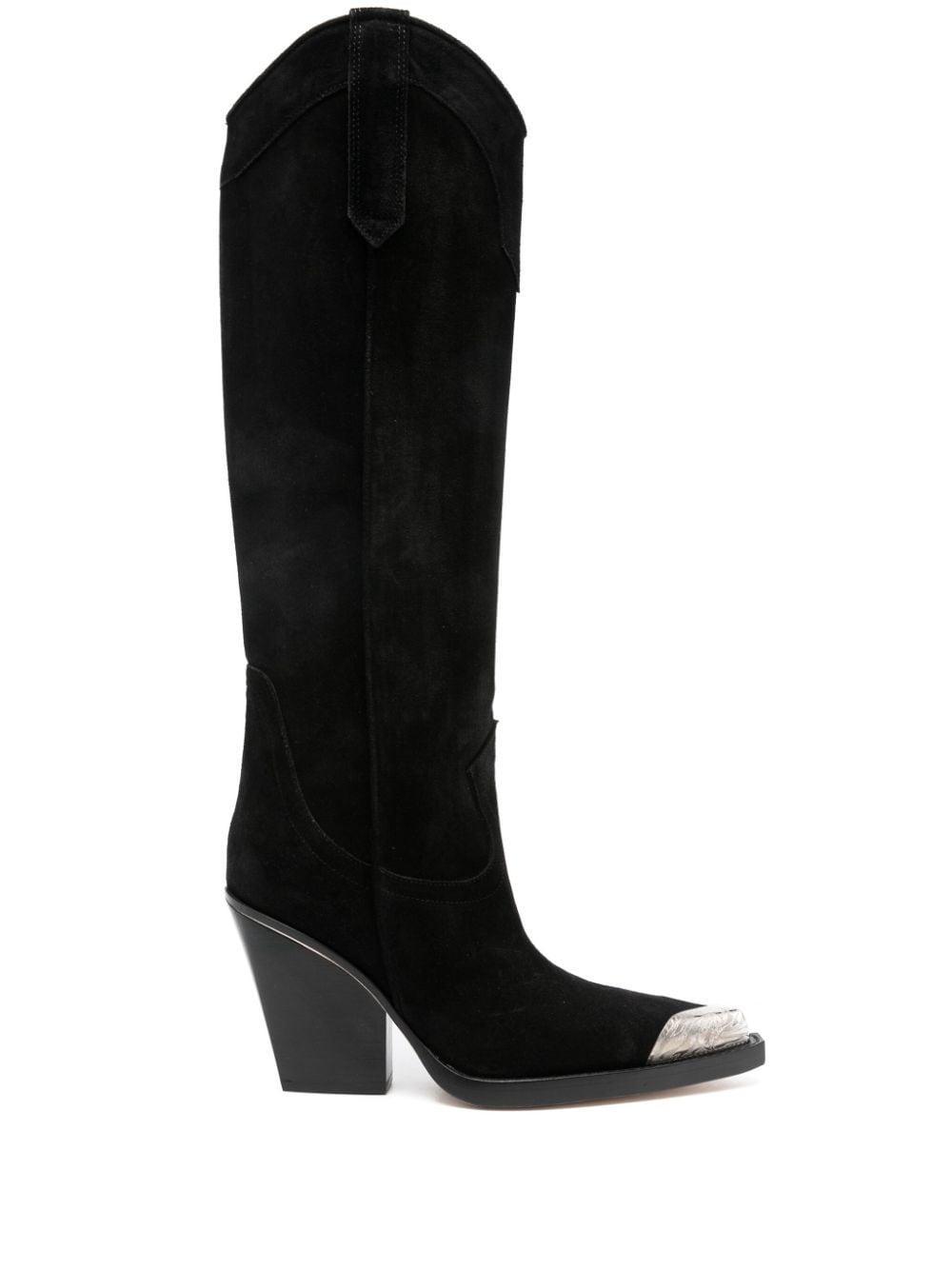 100mm El Dorado Suede Tall Boots In Black Product Image