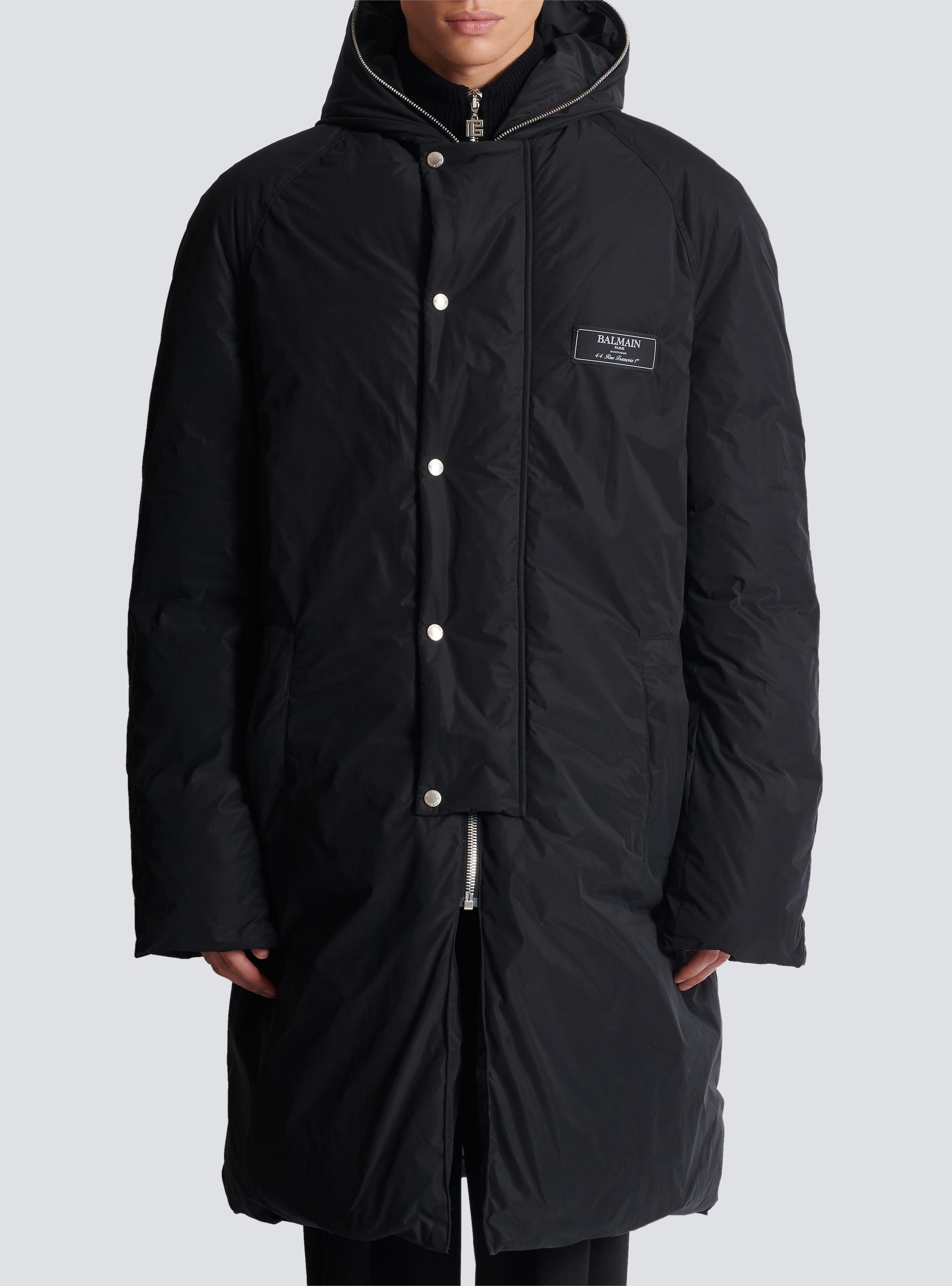 Long down nylon jacket with Balmain label Product Image