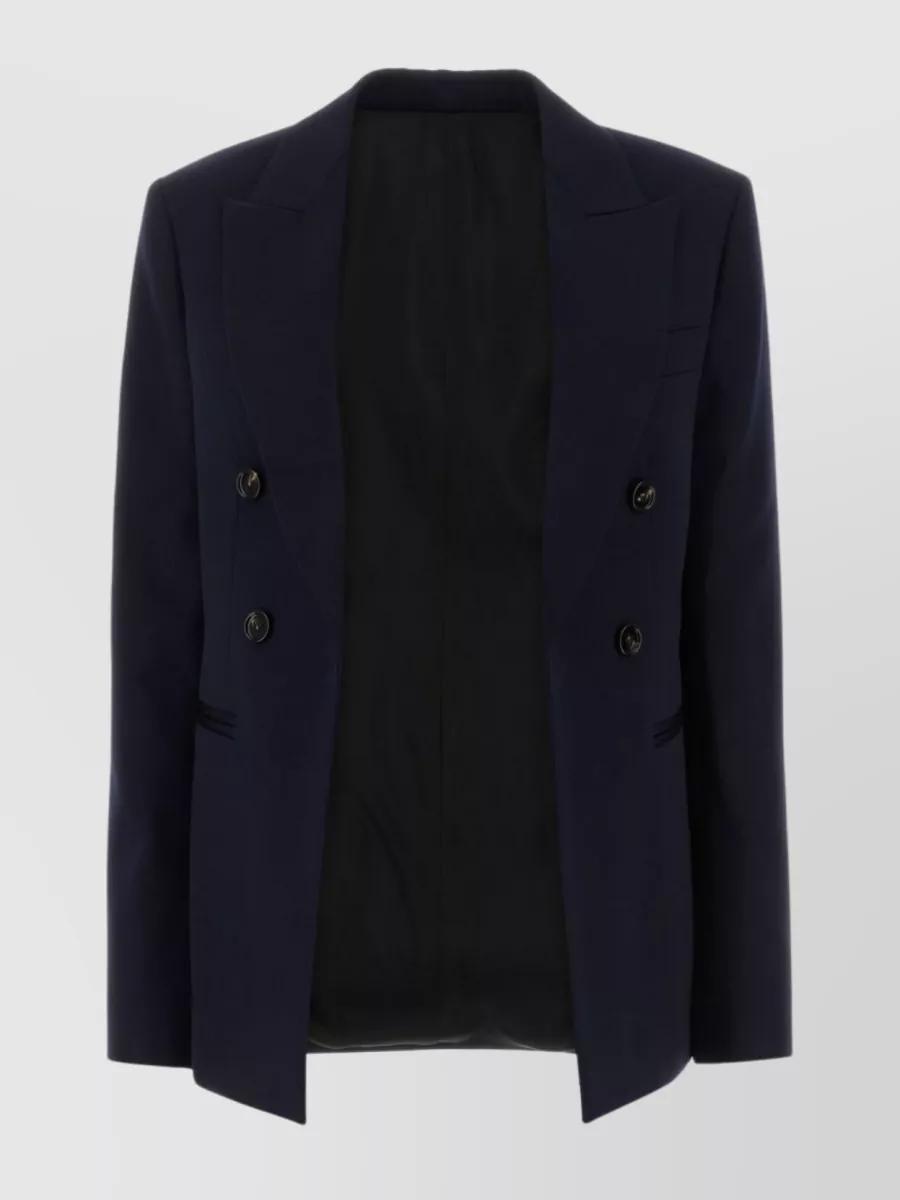 Sophisticated Double-breasted Wool Blazer In Black Product Image