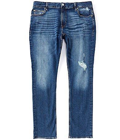 Guess Slim Fit Tapered Destructed Detail Jeans Product Image