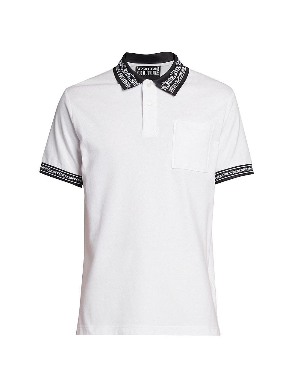 Mens Chain-Link Cotton Polo Shirt Product Image