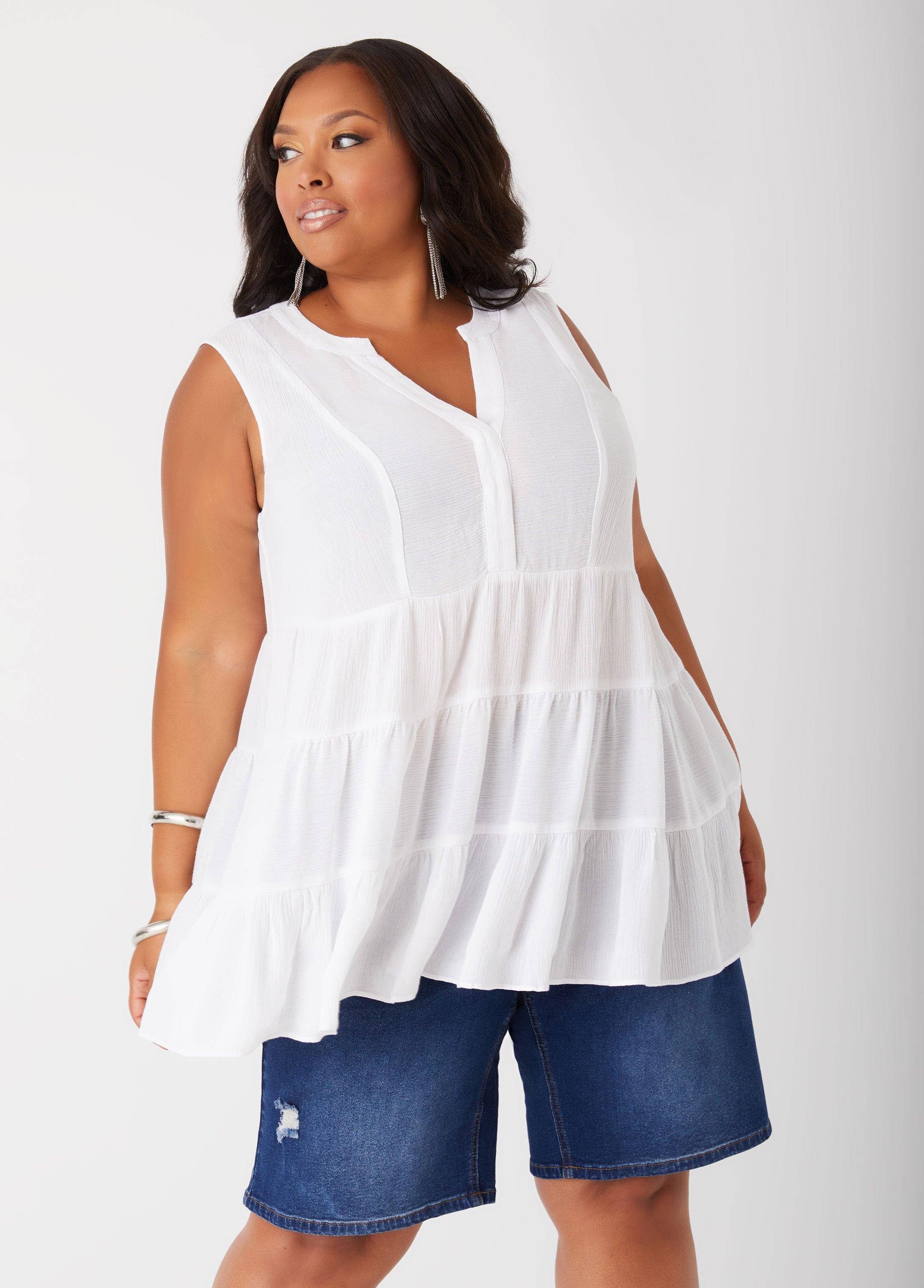 Plus Size Gauze Swing Top Ashley Stewart Product Image