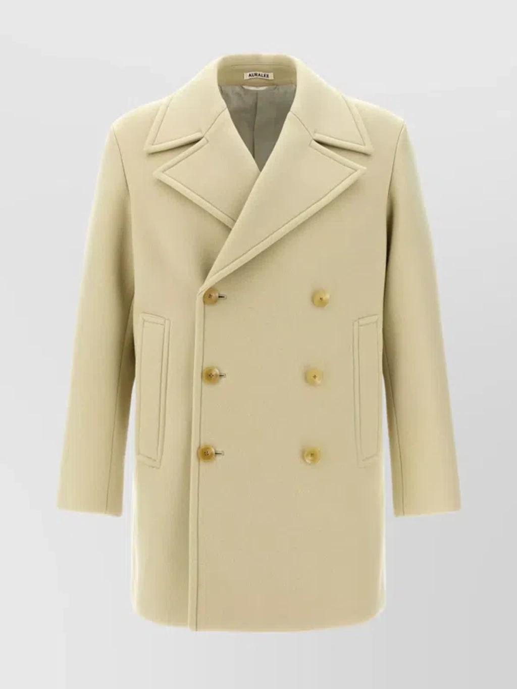 AURALEE Double-breasted Coat In Green Product Image