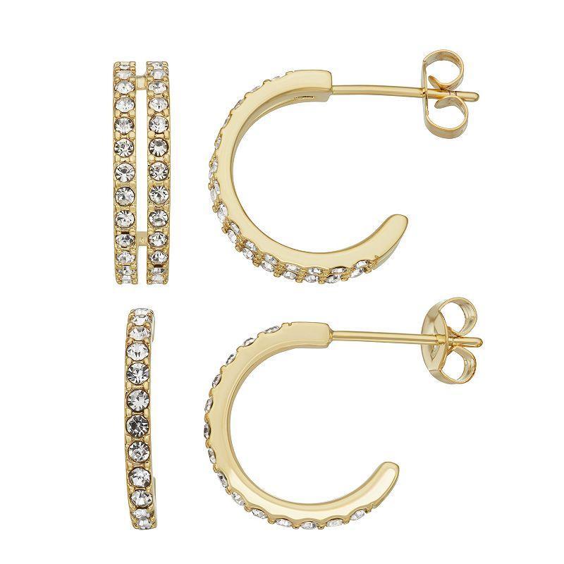 Chrystina Crystal Hoop & Double Hoop Earring Set, Womens, White Product Image