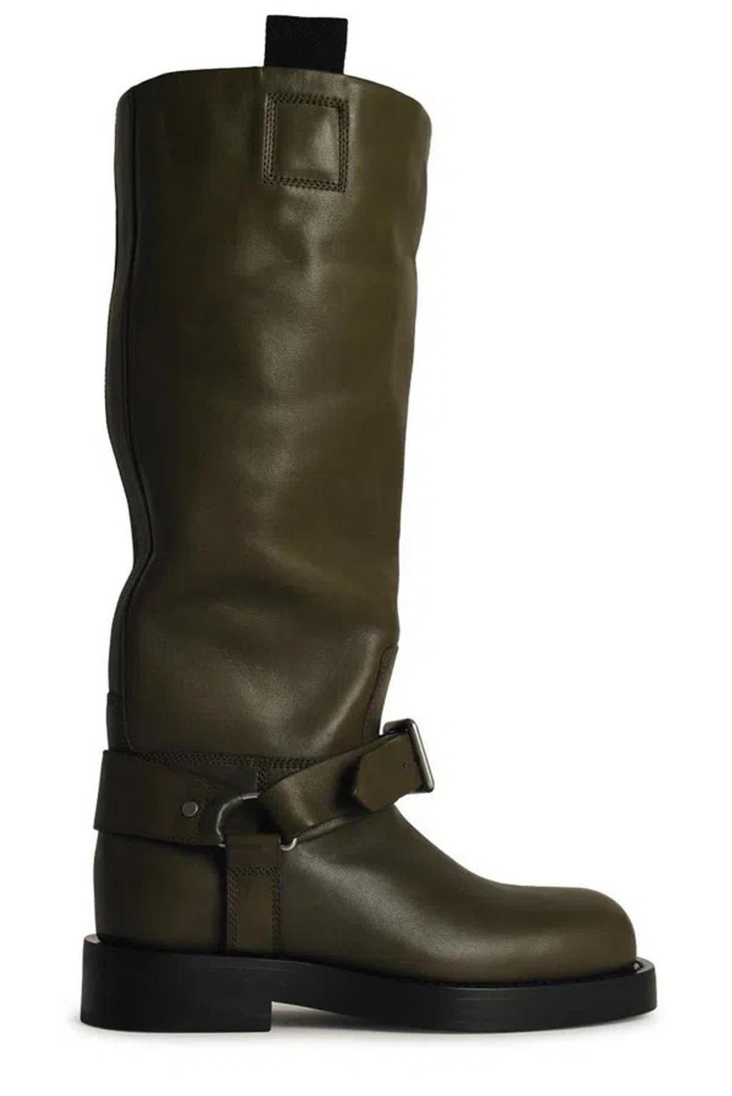 BURBERRY Leather Knee-high Boots In Green Product Image