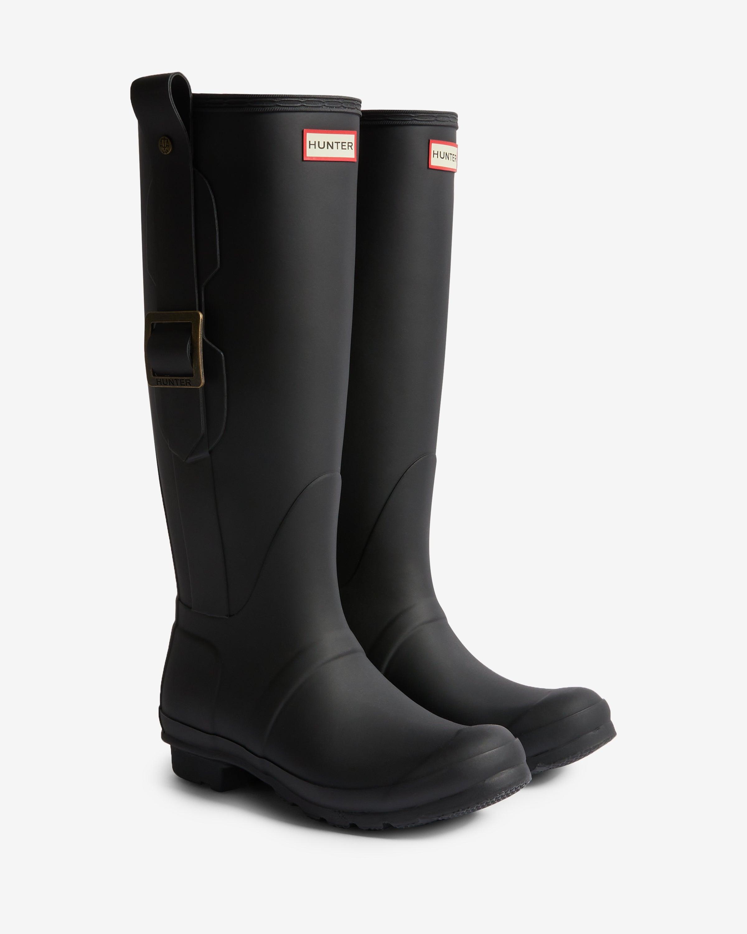 Women's Exaggerated Buckle Tall Wellington Boots Female Product Image