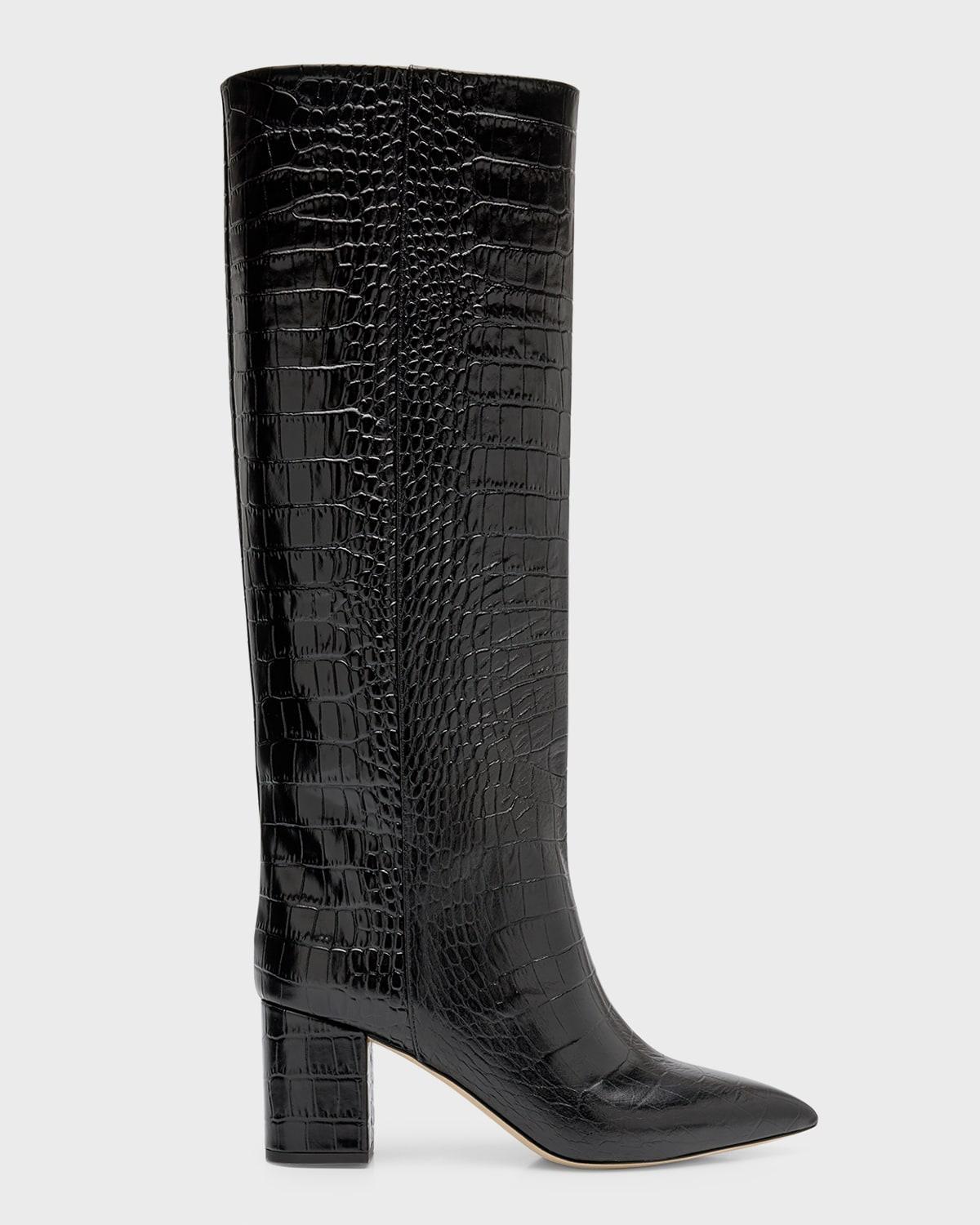 Womens Anja 70MM Crocodile-Embossed Leather Boots Product Image