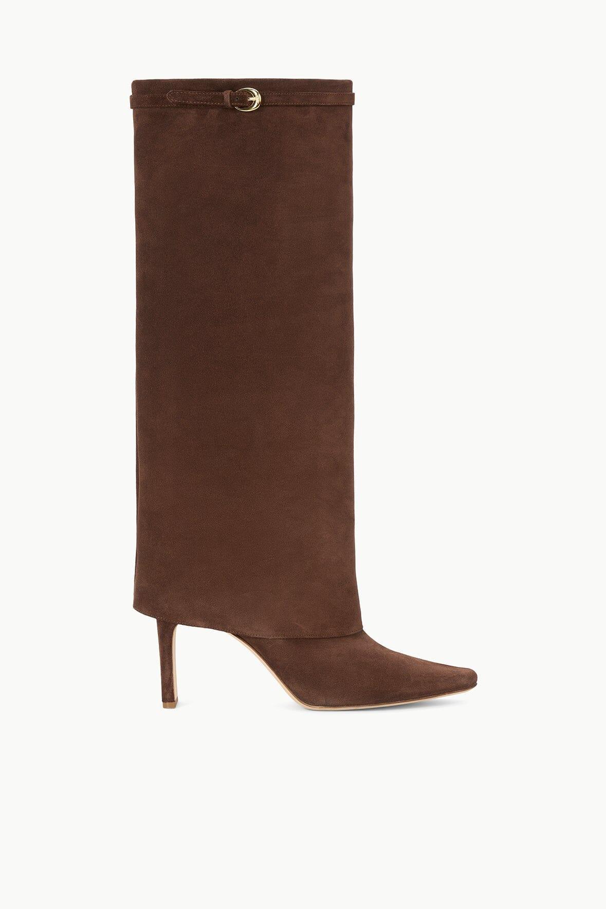 WALLY FOLDOVER HIGH HEEL BOOT | MAHOGANY SUEDE Product Image