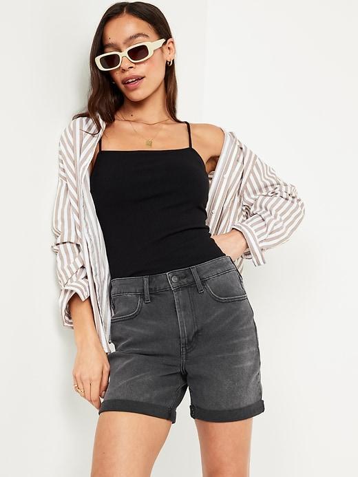 High-Waisted Wow Jean Shorts -- 5-inch inseam Product Image