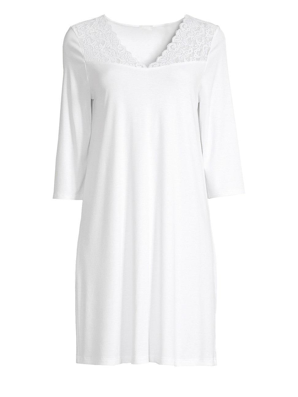 Womens Moments Three-Quarter Lace Yoke Night Gown Product Image