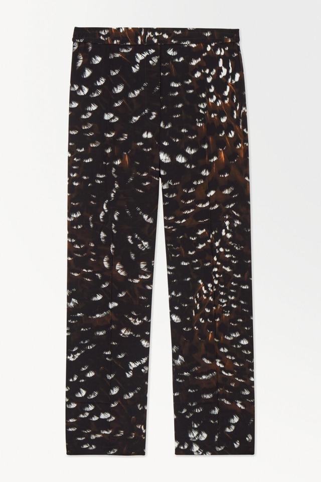 THE FEATHER-PRINT SILK PANTS Product Image