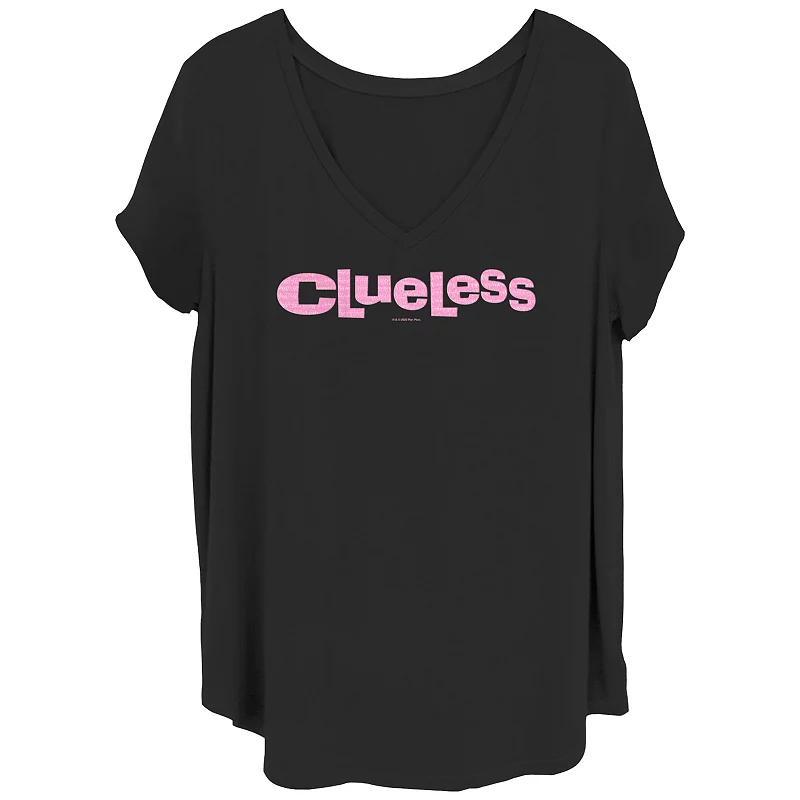 Juniors Plus Clueless Pink Logo V-Neck Graphic Tee, Womens Product Image