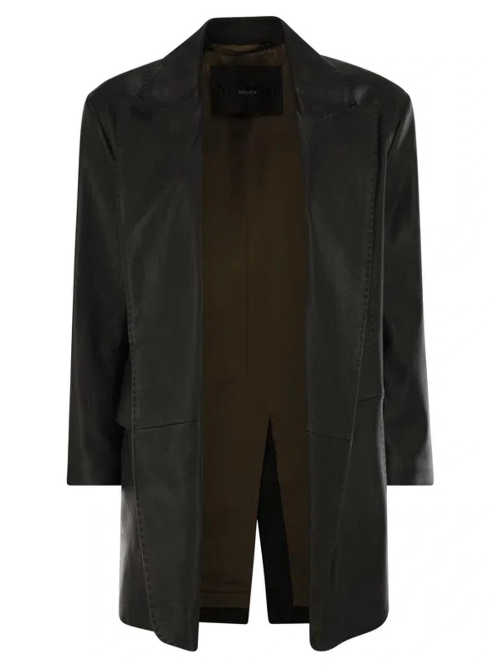 Ardea - Nappa Leather Oversized Blazer Coat In Black Product Image