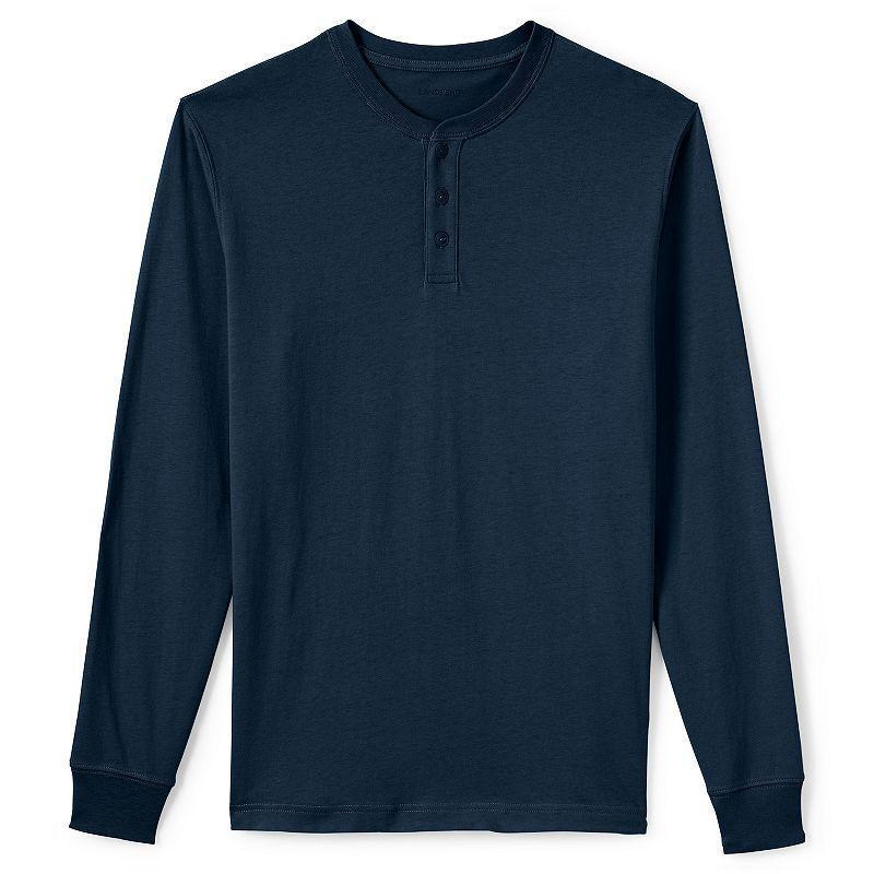 Mens Lands End Super-T Henley Flax Grey Product Image