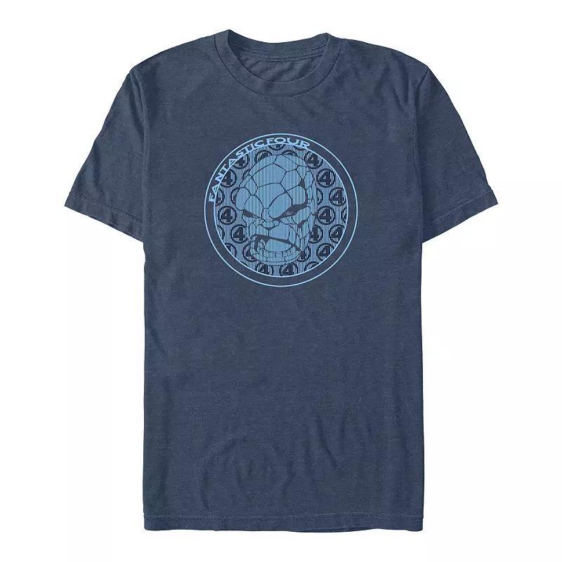 Big & Tall Marvel Fantastic Four The Thing Stamp Graphic Tee, Mens Navy Grey Product Image