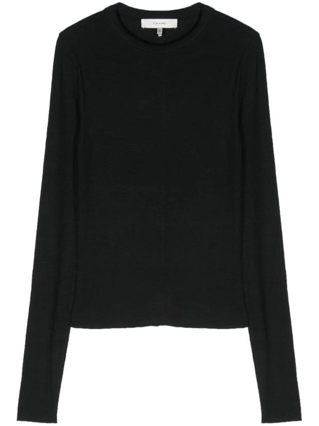 Crew-neck Long-sleeve Sweatshirt In Black Product Image