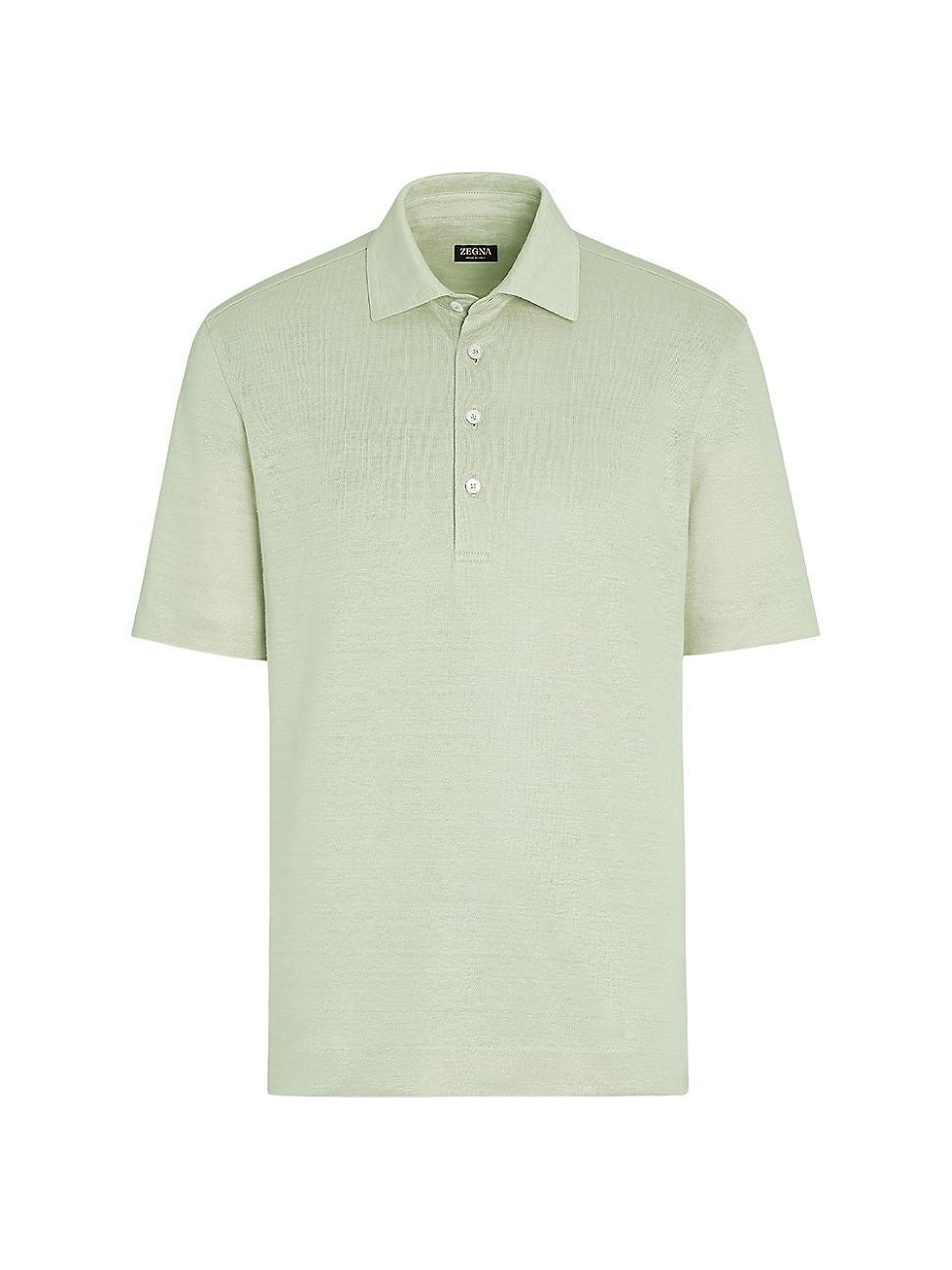 Mens Linen Polo Shirt Product Image