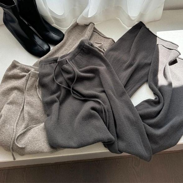 High Waist Plain Wide Leg Pants Product Image