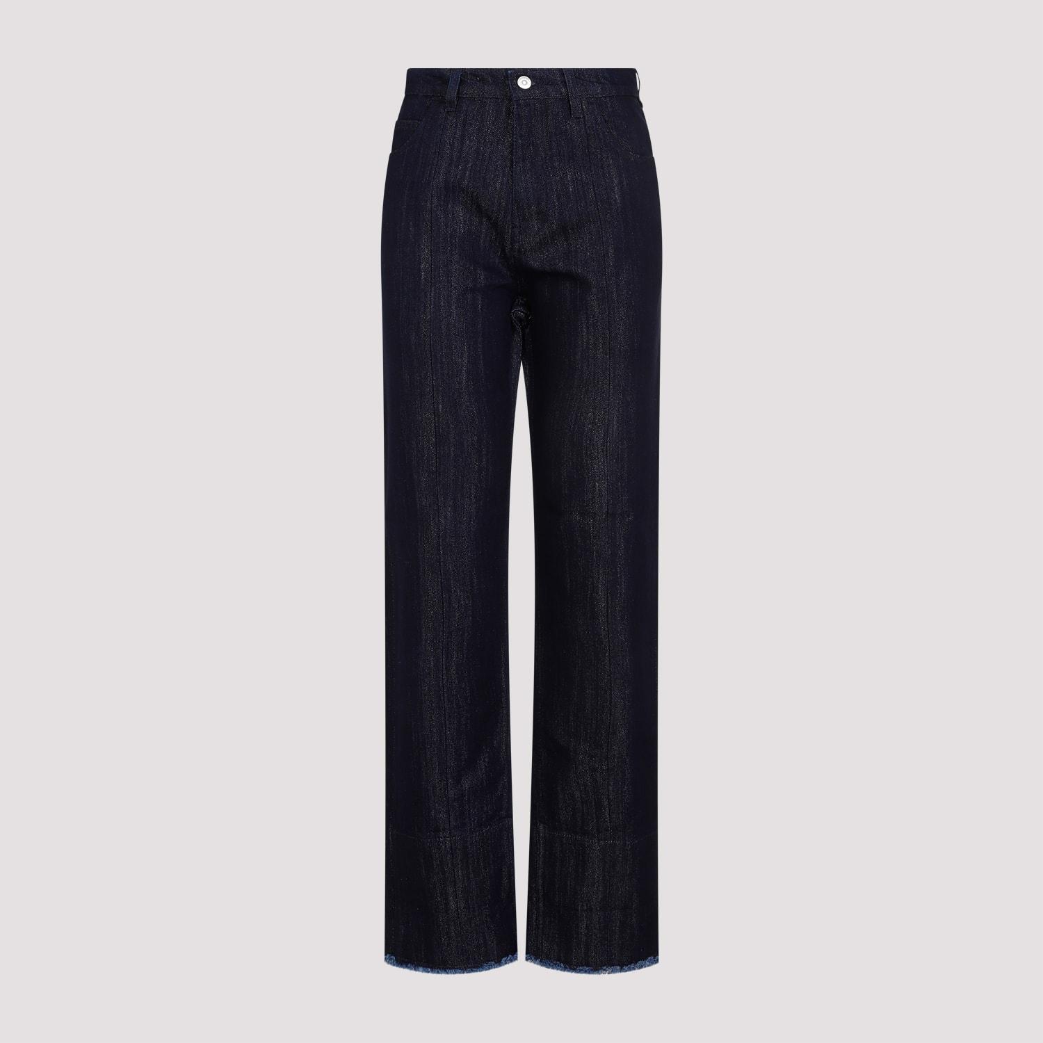 Indigo Frayed Jeans In Blue Product Image