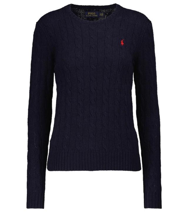 POLO RALPH LAUREN Logo Cable-knit Sweater In Navy Product Image