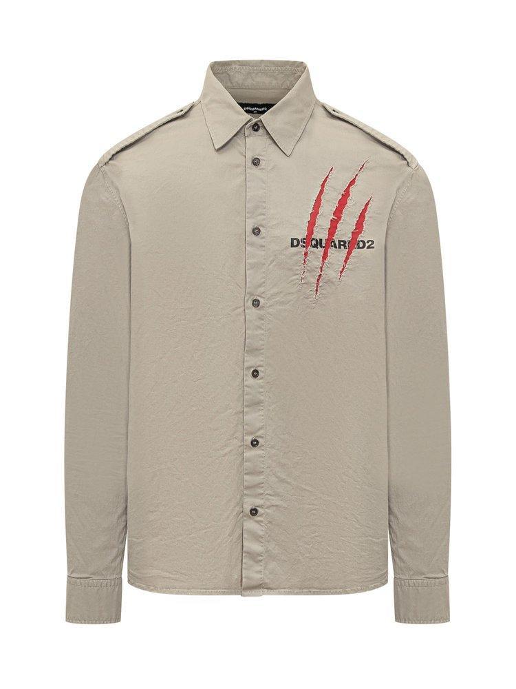 DSQUARED2 Shirt With Nightmare Pattern In Beige Product Image