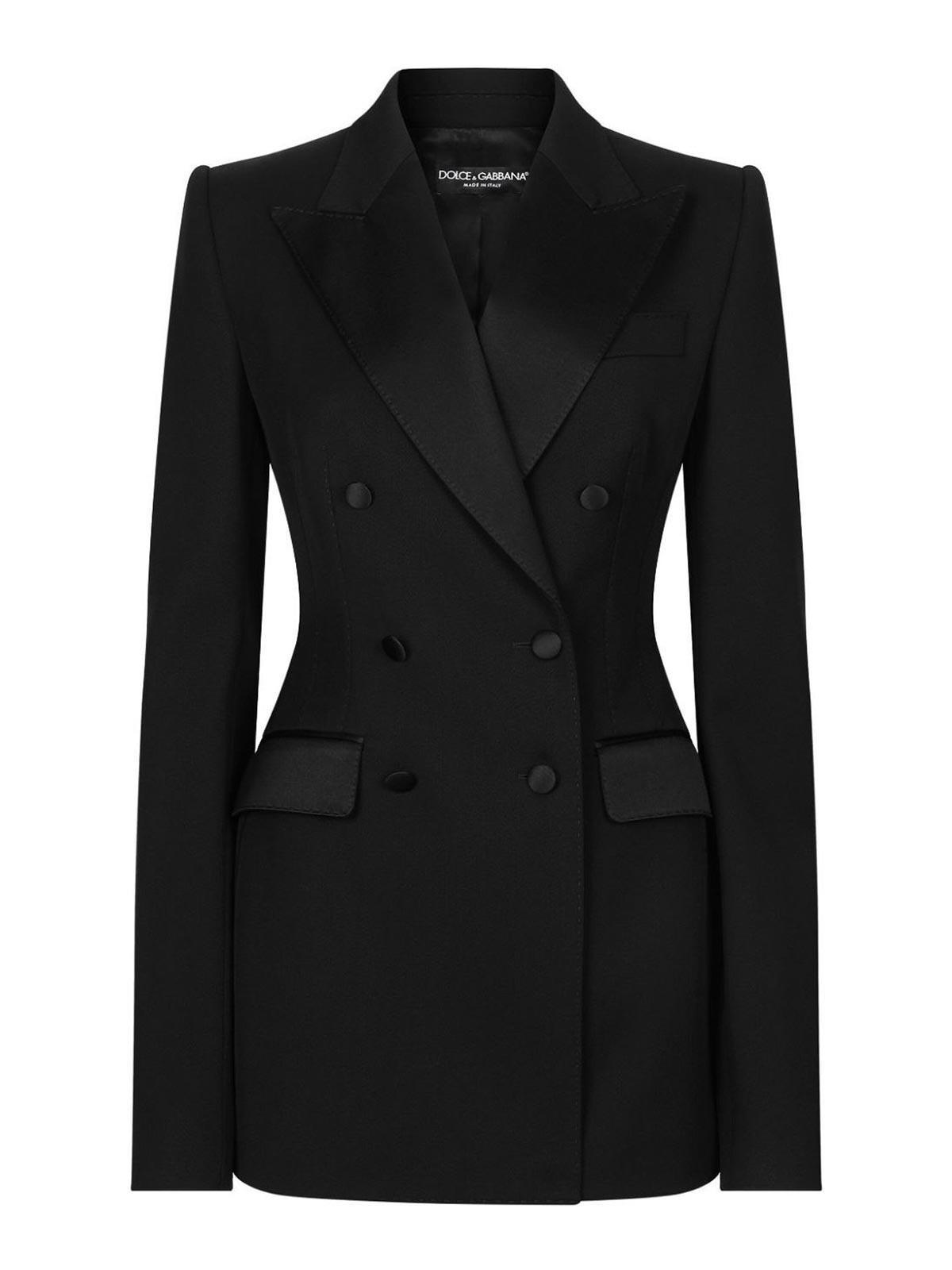 DOLCE & GABBANA Double Breast Wool Blend Blazer In Black   Product Image