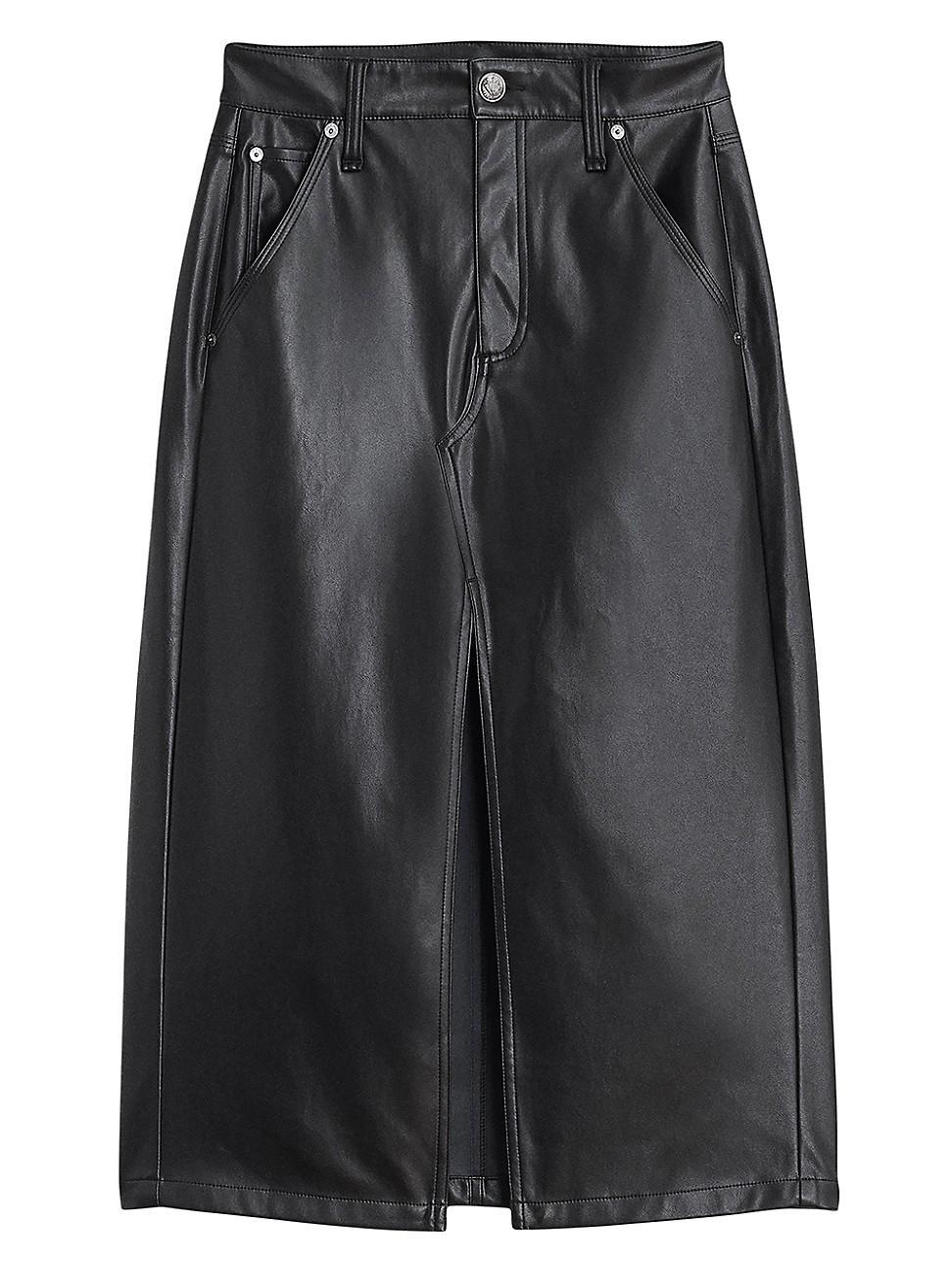 Rag & Bone Sid Faux Leather Midi Skirt Size 31, 32. Product Image