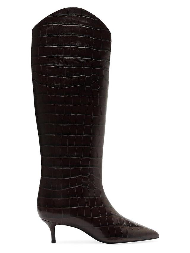 Womens Maryana 50MM Crocodile-Embossed Leather Boots Product Image