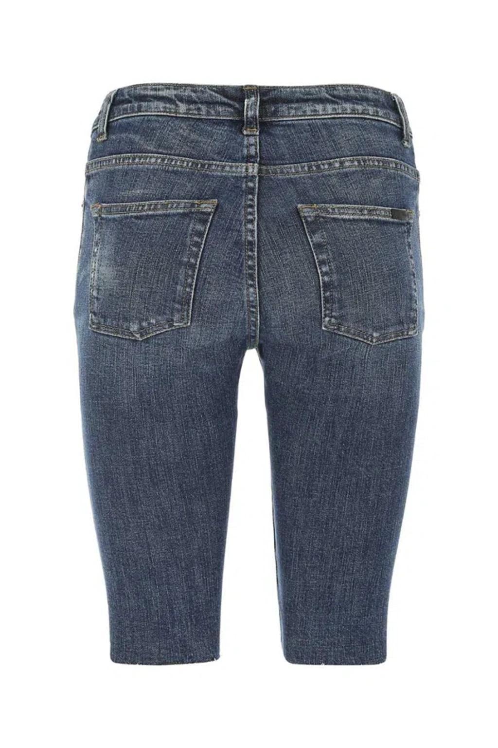 Woman Stretch Denim Bermuda Shorts In Blue Product Image