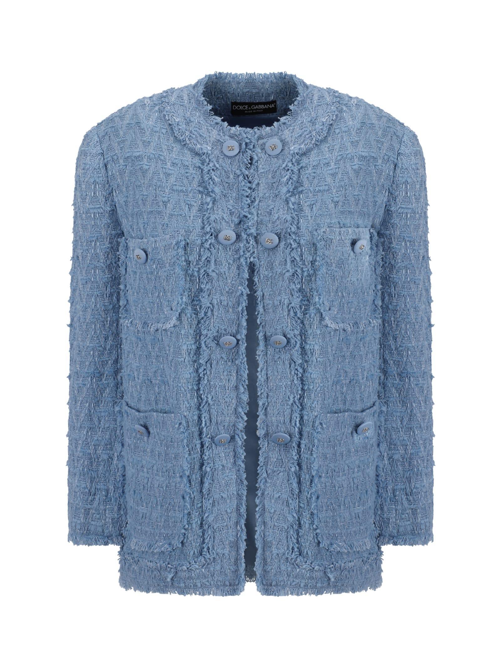 DOLCE & GABBANA Light Blue Single-breasted Jacket For Women In Lightblue Product Image