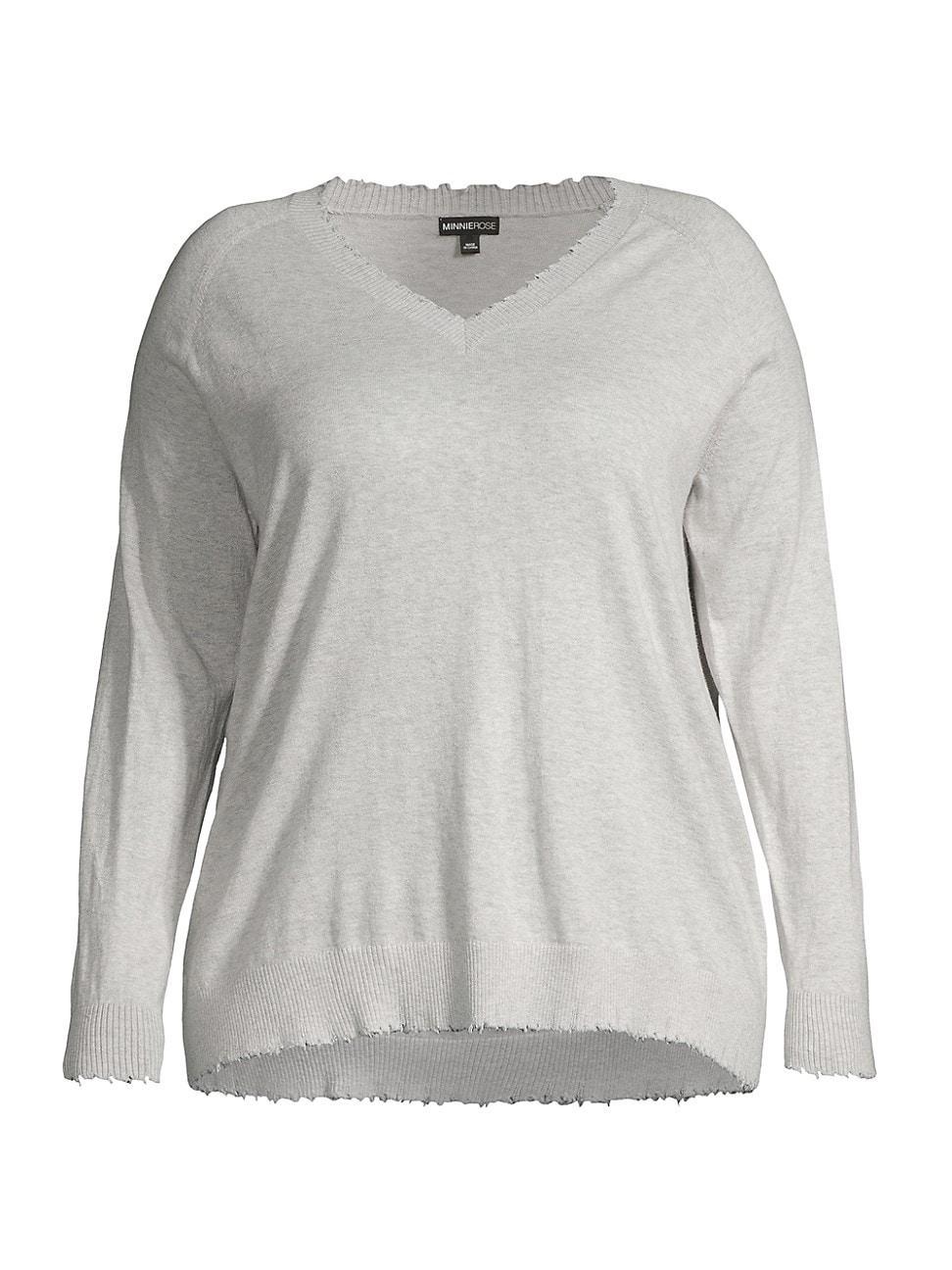 Womens Cotton-Blend V-Neck Sweater product image