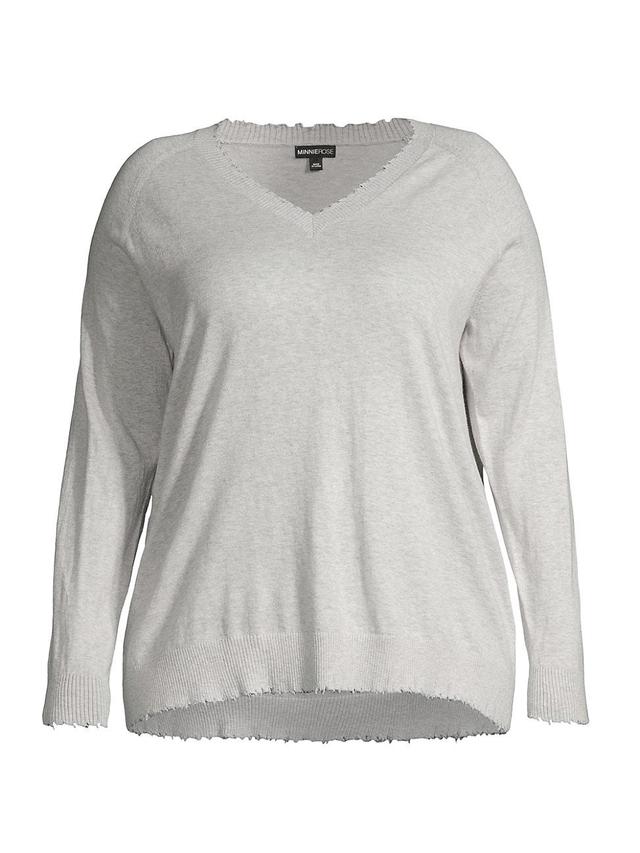 Womens Cotton-Blend V-Neck Sweater Product Image