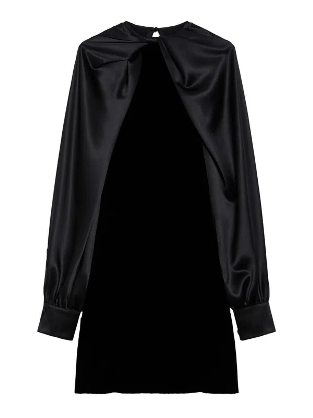 Velvet And Satin Dress Clothing In Black Product Image