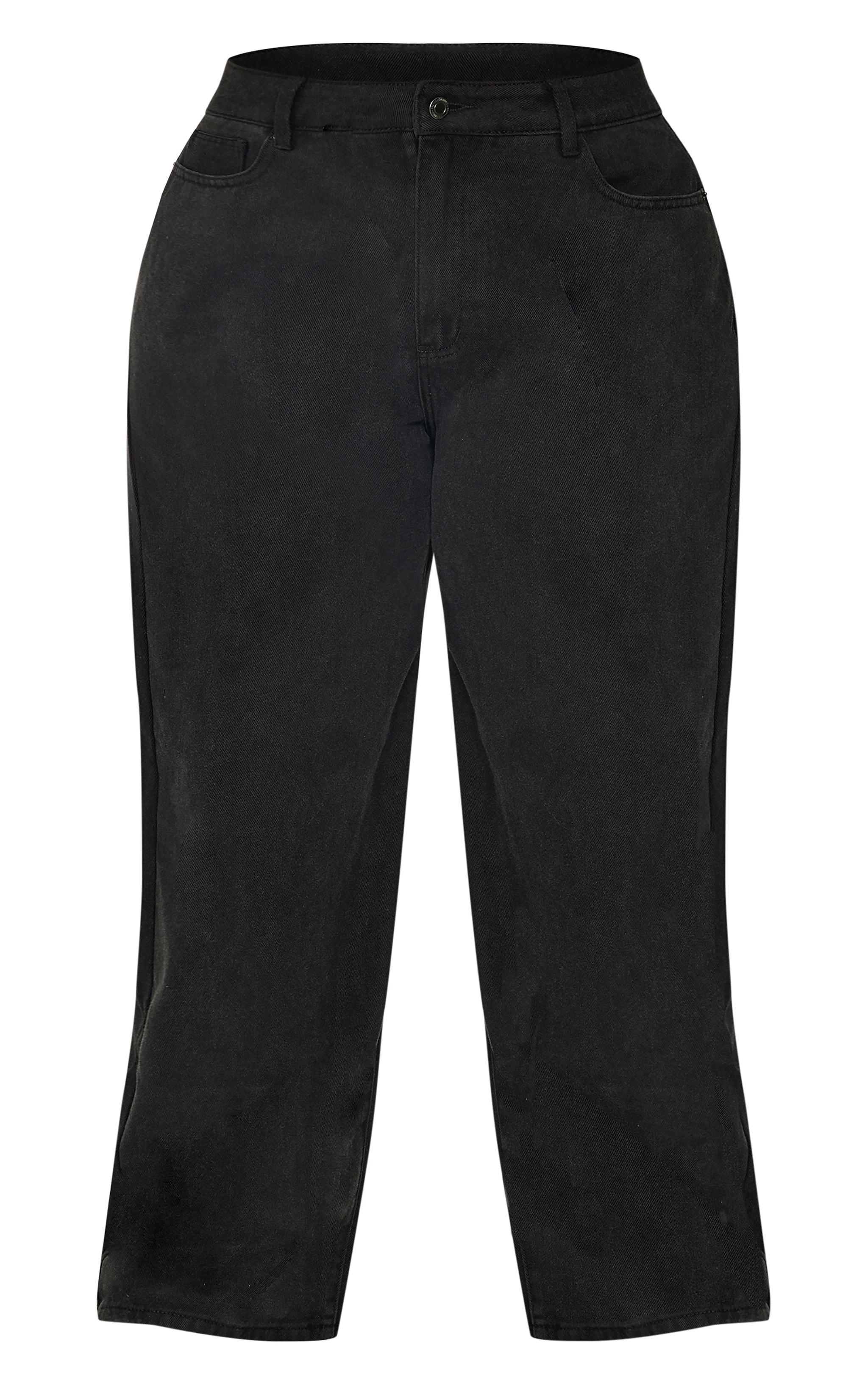  Plus Black Washed Wide Leg Jeans Product Image