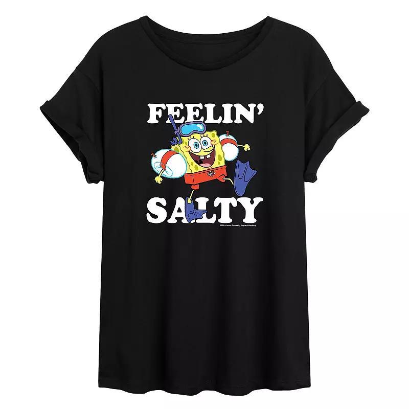 Juniors SpongeBob Salty Oversized Graphic Tee, Girls Product Image