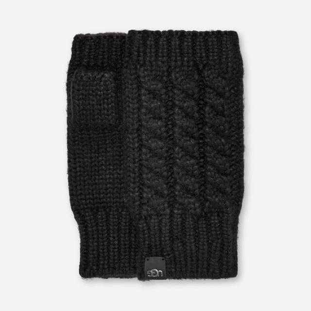 UGG Womens Cable Fingerless Glove Knit Gloves in Black Product Image