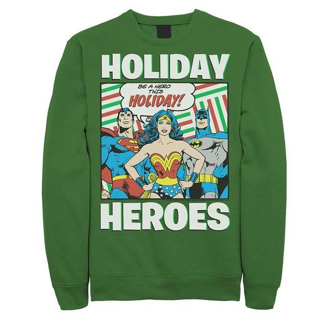 Mens DC Comics Justice League Holiday Heroes Christmas Sweatshirt Product Image