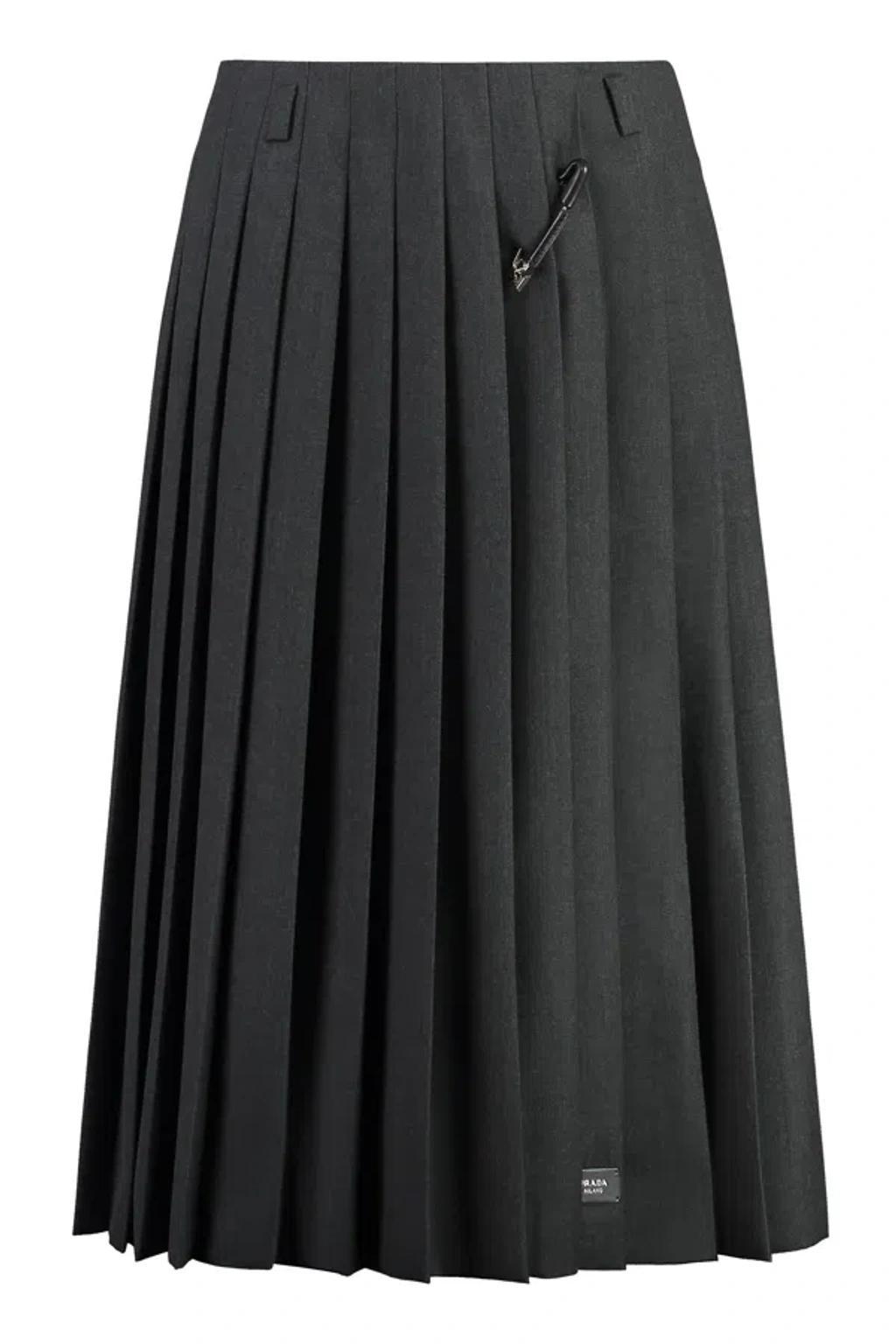 Elegant Wool Pleated Mini Skirt In Grey Product Image