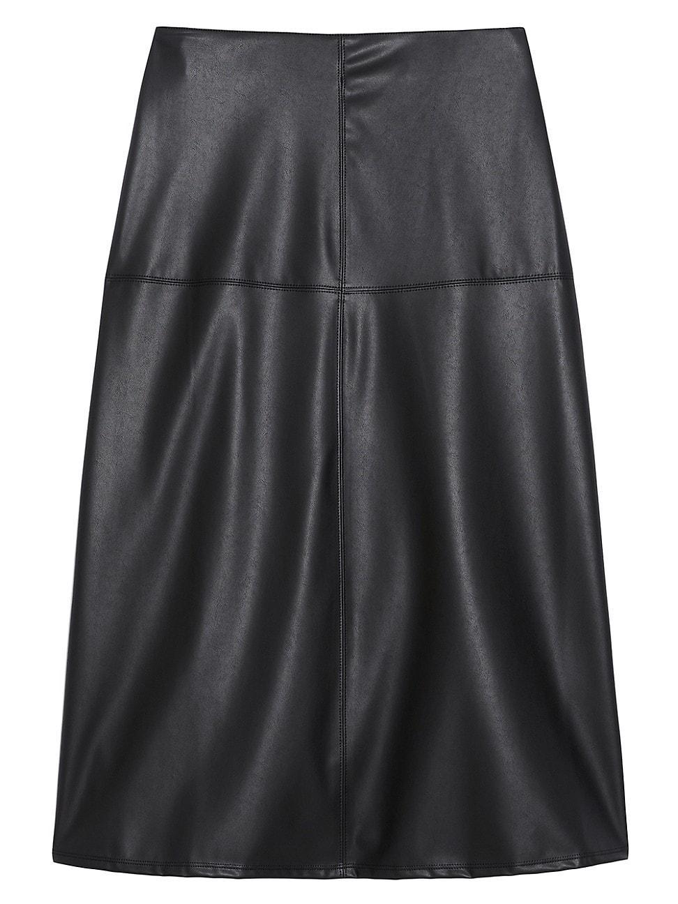 Womens Scilli Faux Leather A-Line Midi-Skirt product image