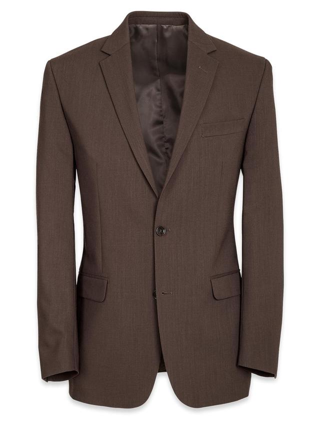 Tailored Fit Wool Essential Wool Notch Lapel Suit Jacket - Brown Product Image