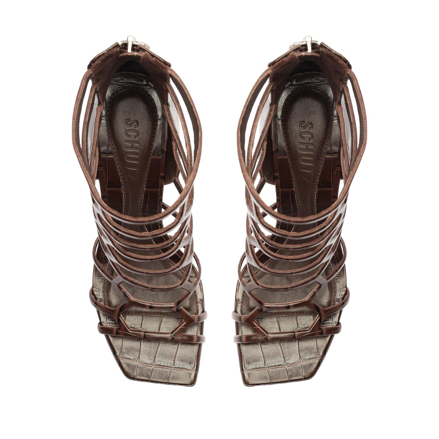 Julianna Crocodile-Embossed Leather Sandal Product Image