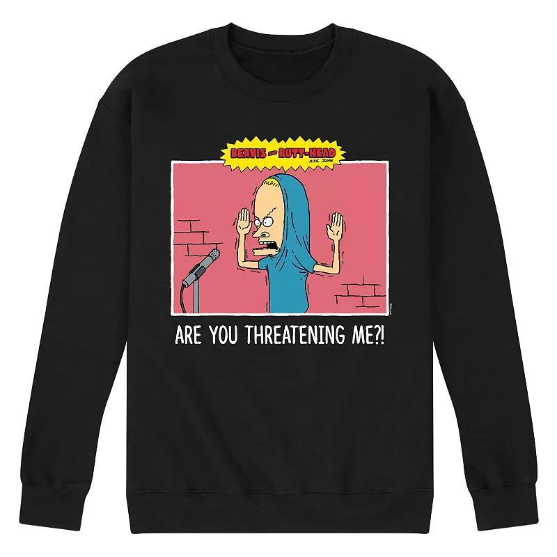 Mens Beavis And Butthead Threatening Me Sweatshirt Brt Pink Product Image