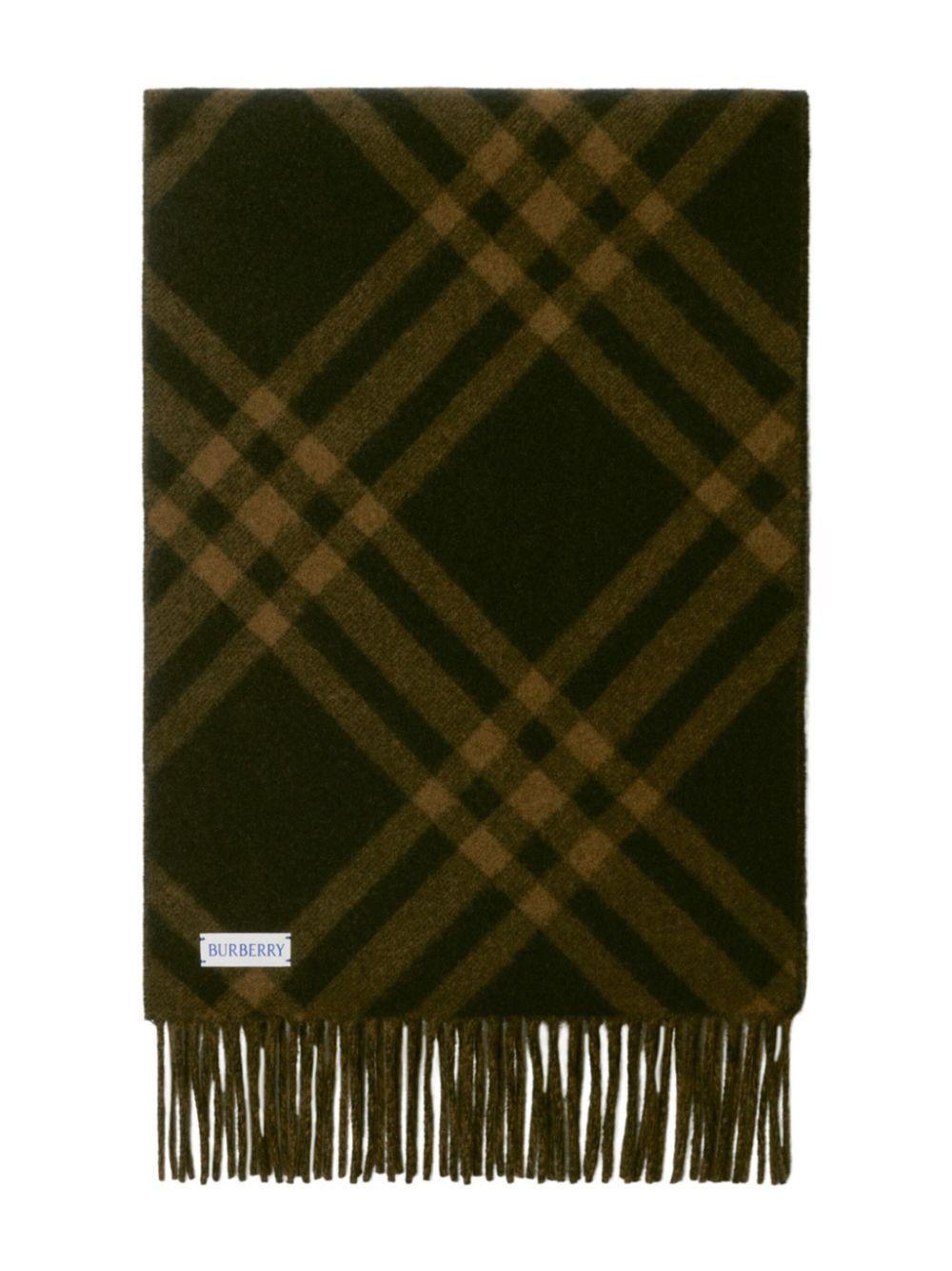 BURBERRY Cashmere Check Scarf In Green Product Image