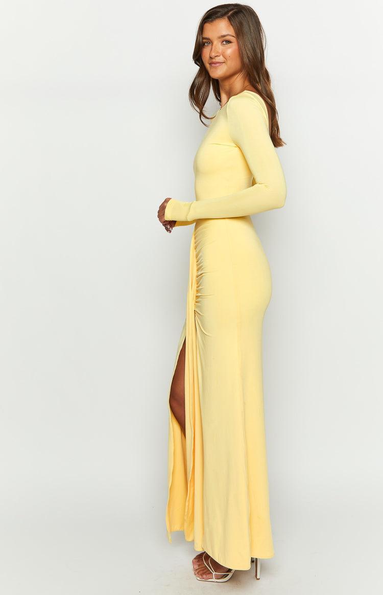 Amber Glow Yellow Long Sleeve Maxi Dress Product Image