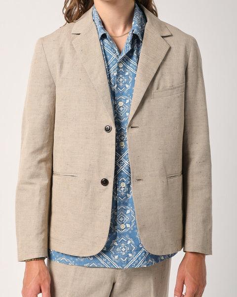 Linen Cotton 2 Button Blazer - Natural Product Image