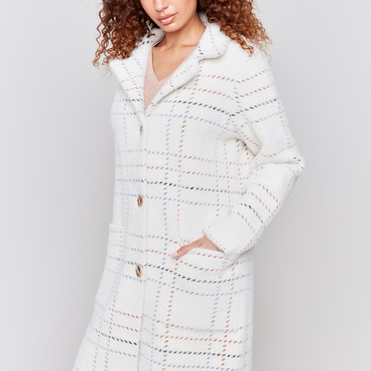 Plaid Knit Coatigan Product Image