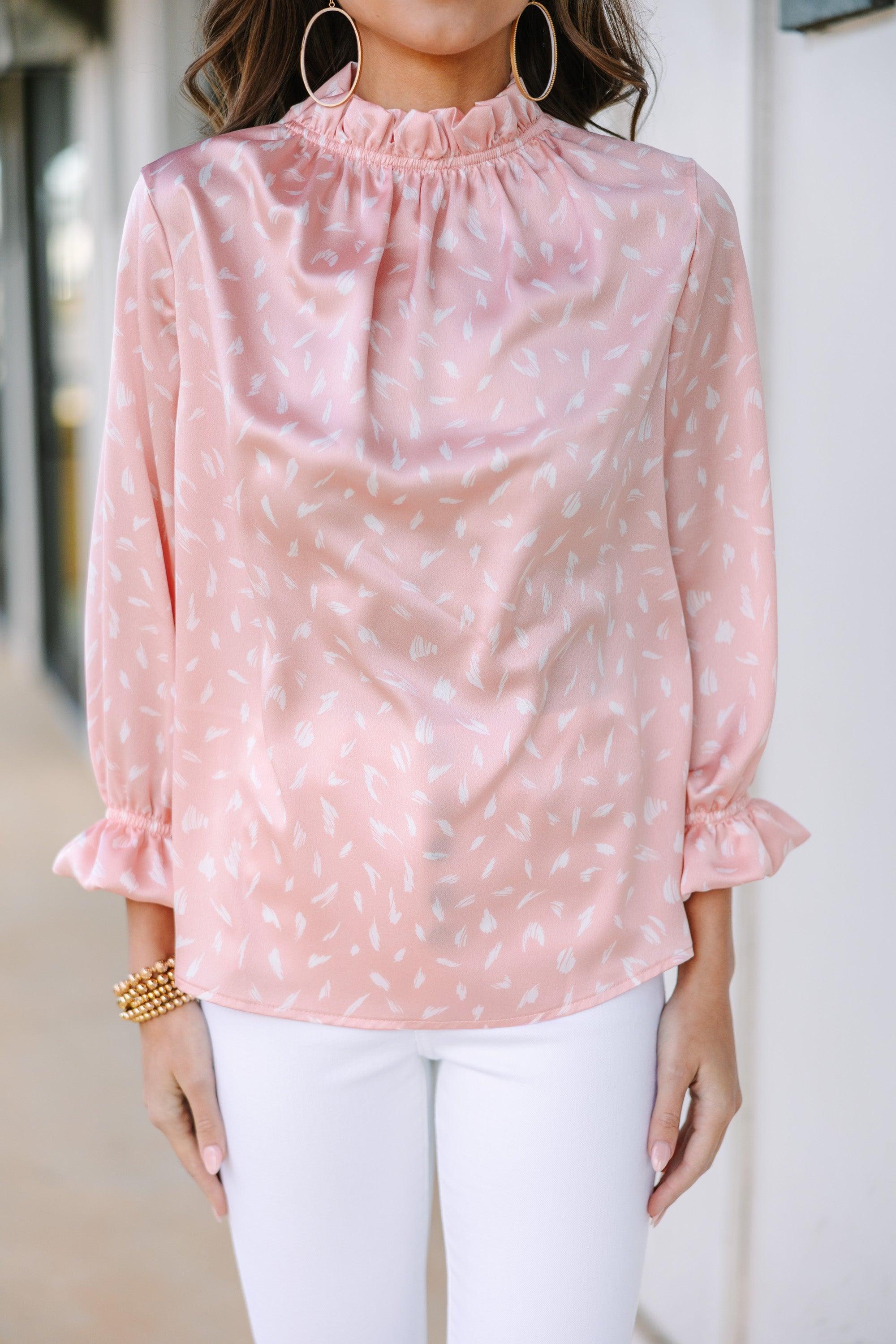 Tried and True Blush Pink Spotted Blouse Female Product Image