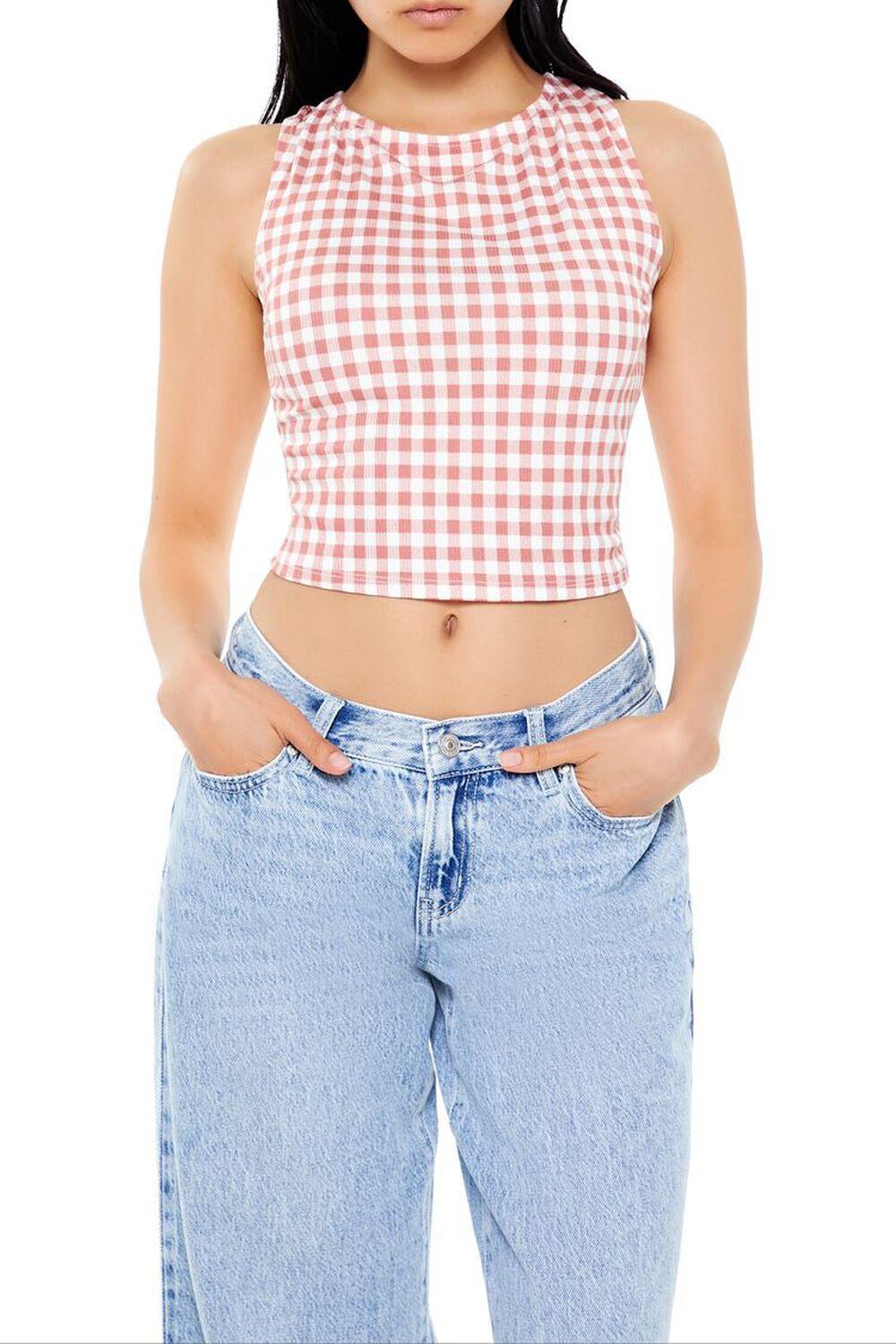 Gingham Sleeveless Crop Top | Forever 21 Product Image